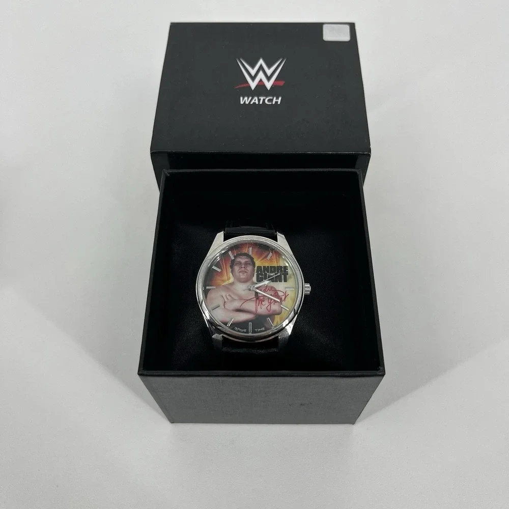 WWE Game Time Andre The Giant Pioneer Black Series Mens Watch Silver Black NEW